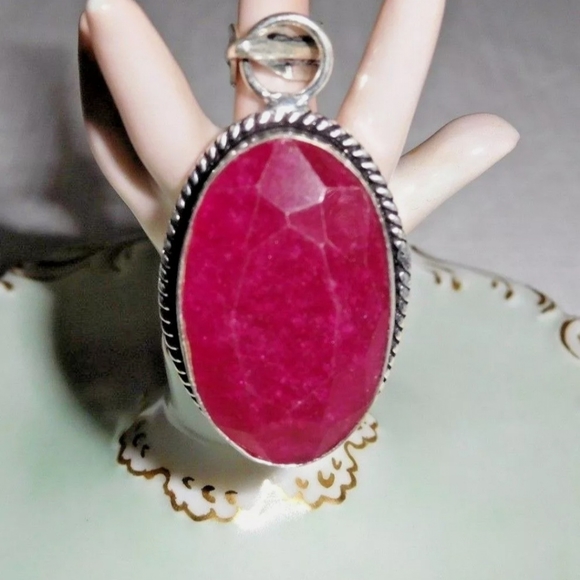 Artisan Natural Ruby 925 Silver Pendant - 1 3/4" - Picture 5 of 5